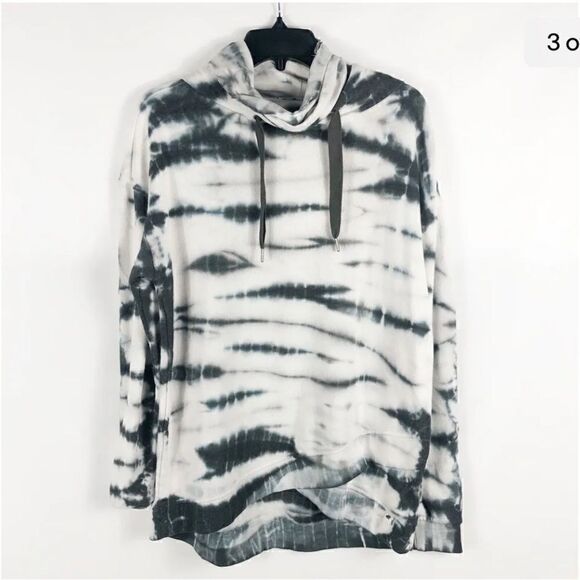 Seven jeans contrast Tie/tye die/dye hooded sweatshirt w/neck gaiter mask - Picture 3 of 7